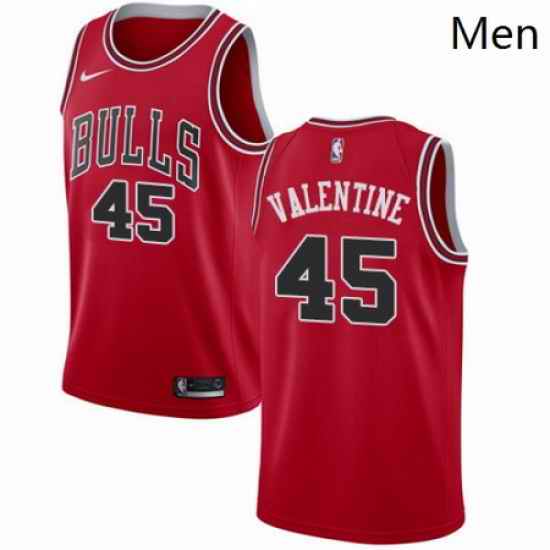 Mens Nike Chicago Bulls 45 Denzel Valentine Swingman Red Road NBA Jersey Icon Edition